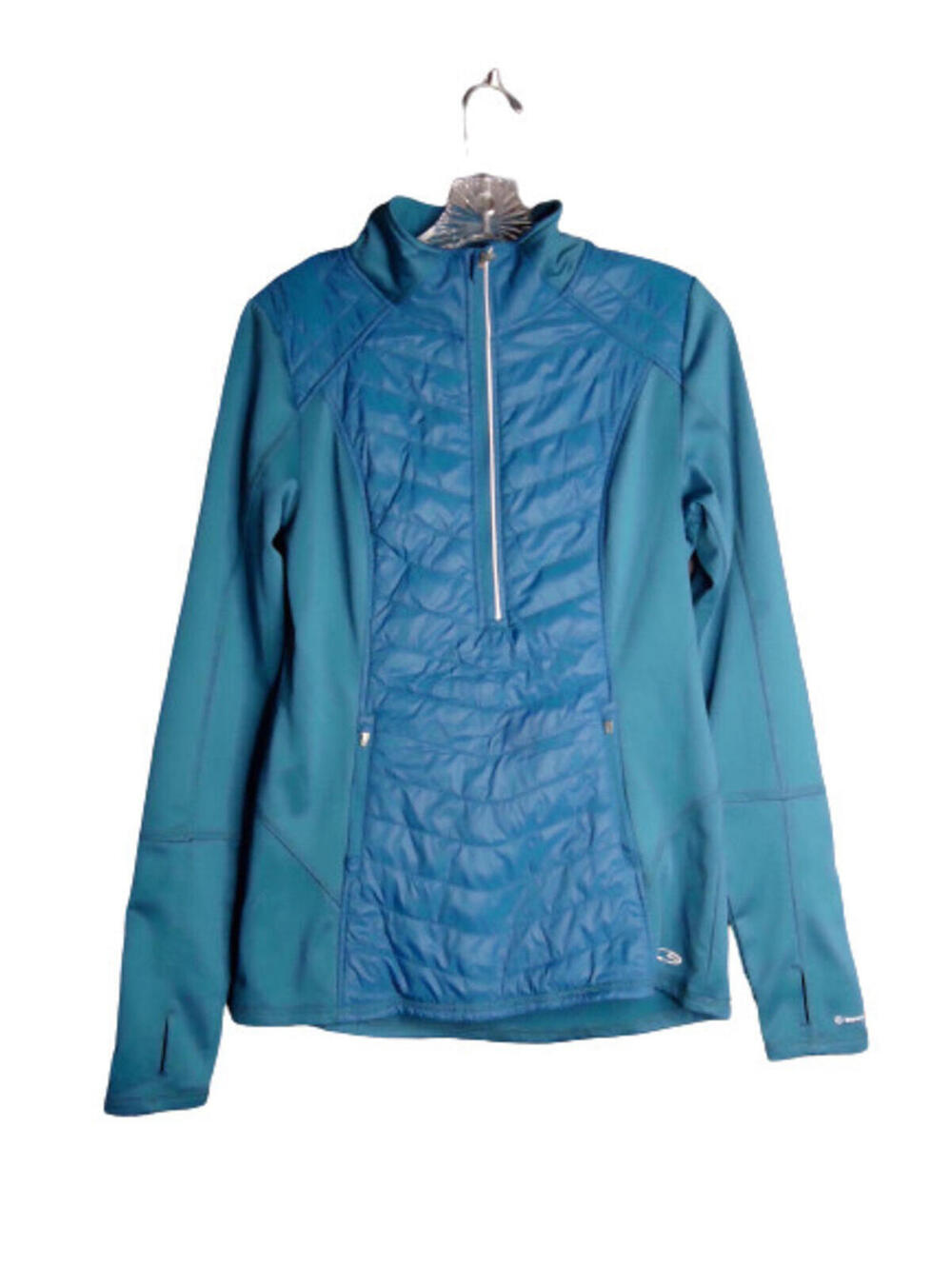 Champion Duo Dry Venture Warm Quarter Zip Lightweight Quilted Jacket Small Teal